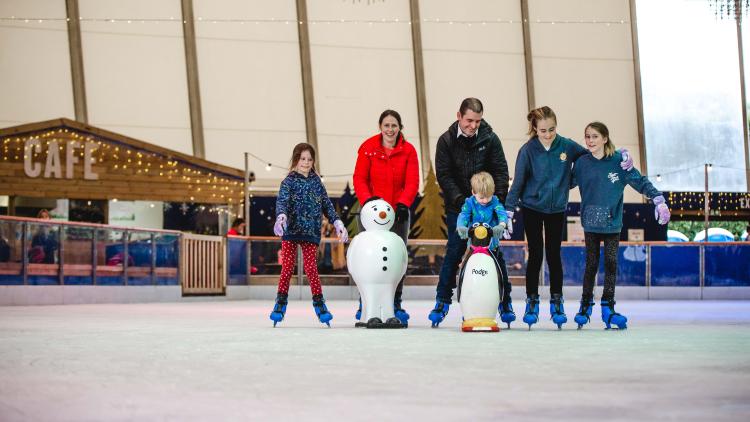 Family ice skating