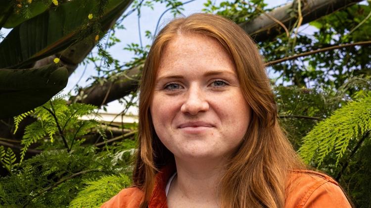 Laura Young in the Rainforest Biome at Eden. 