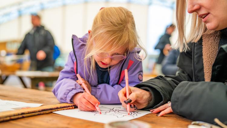 Child colouring in at Eden Project