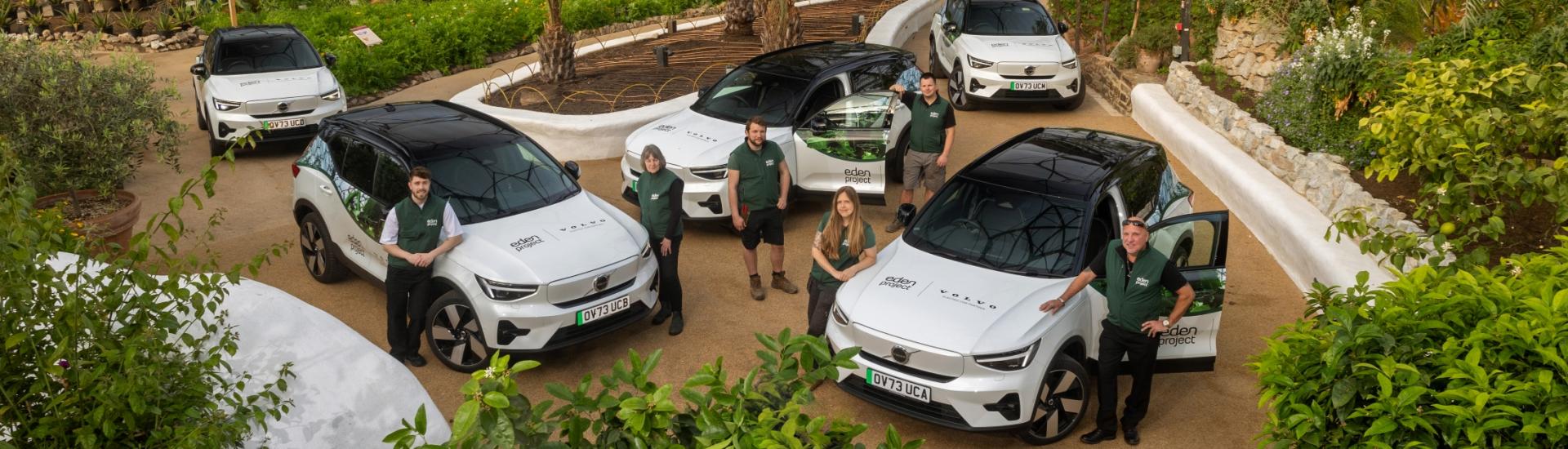 Volvo electric vehicle fleet inside the Mediterranean Biome at the Eden Project