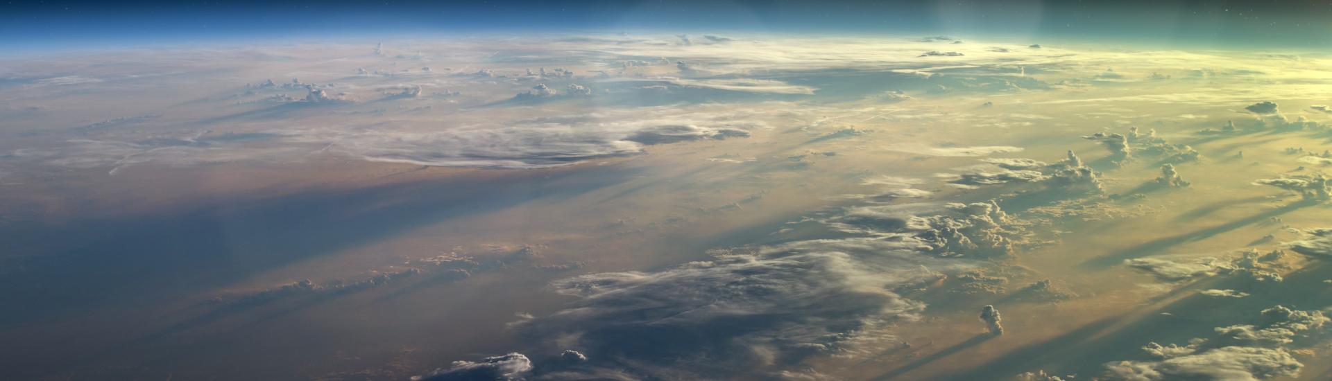 The edge of Earth from space showing cloud cover
