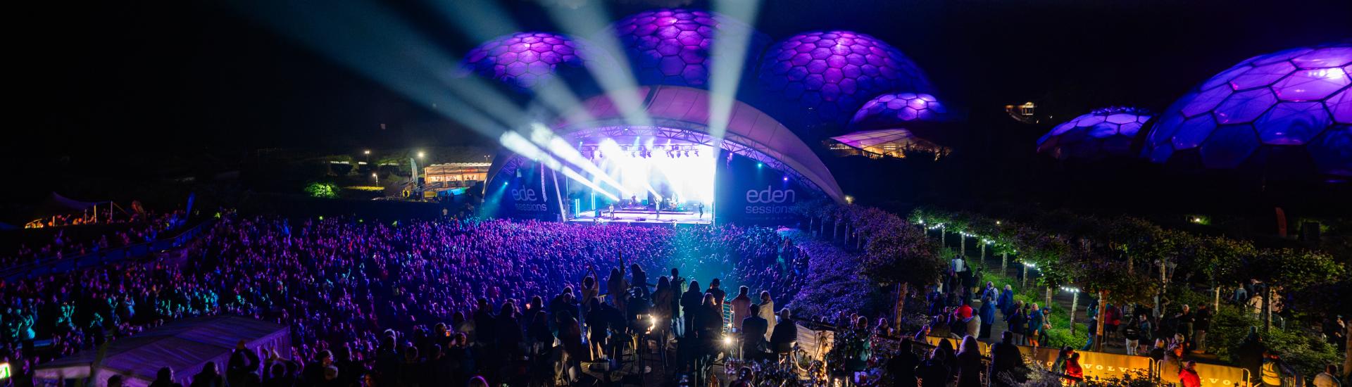 Eden Sessions concert with lights shooting out of the stage